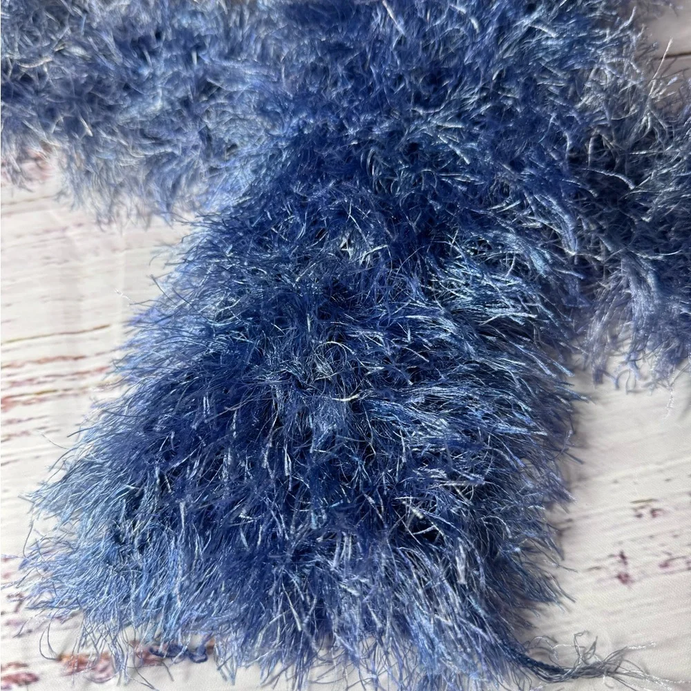 Fuzzy Light Navy Blue Eyelash Scarf
